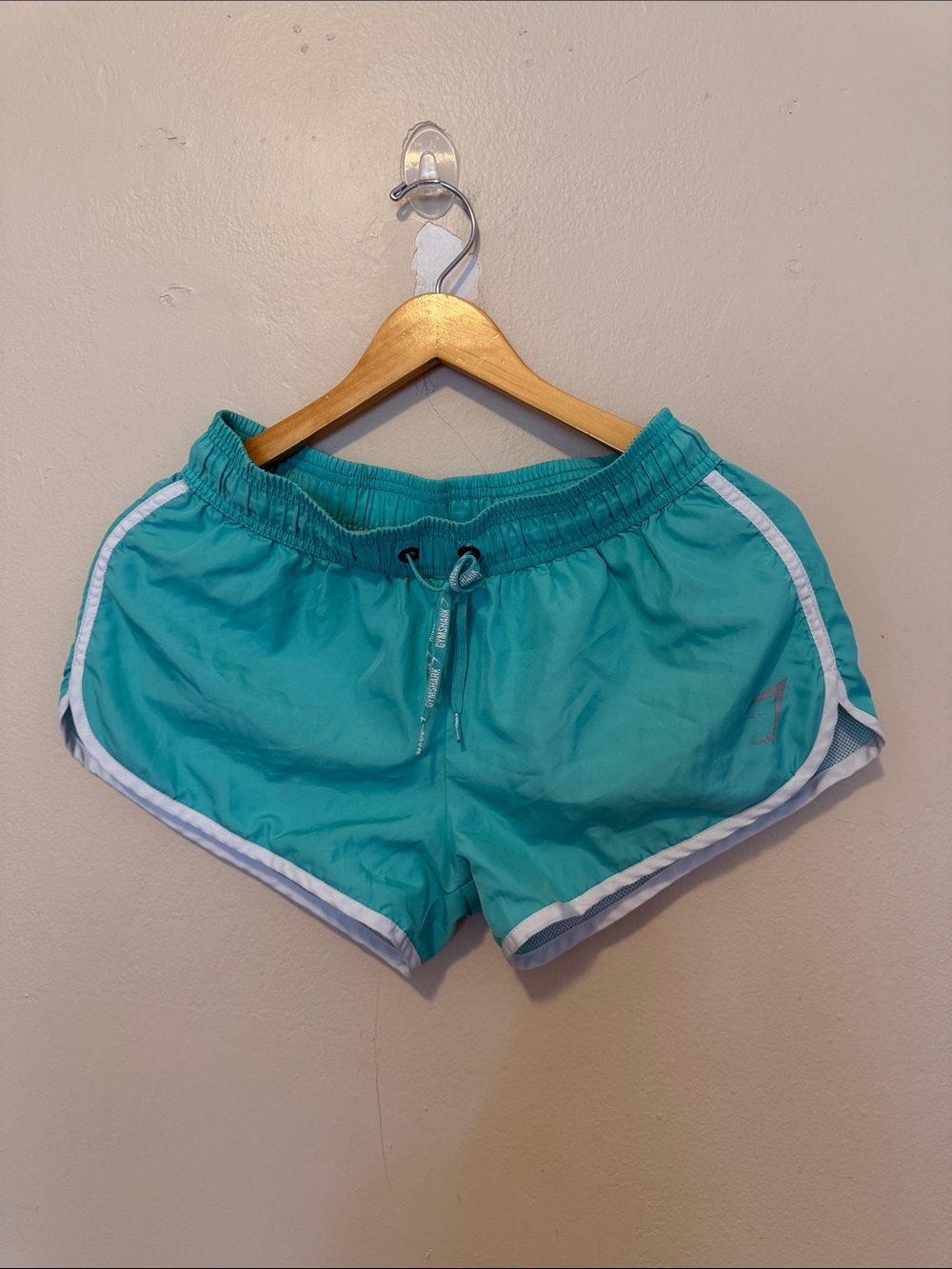 Gymshark Teal Athletic Shorts with White Trim